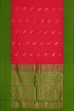 Image of Kanchipattu Pinkish Red Brocade Saree