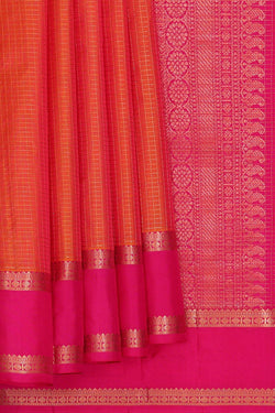 Image of Kanchipattu Orange Brocade Saree