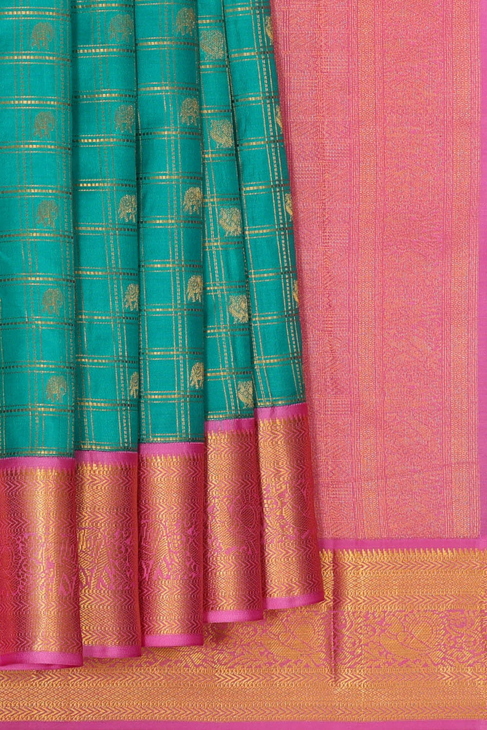 Image of Kanchipattu Deep Sea Green Brocade Saree