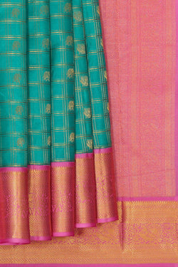 Image of Kanchipattu Deep Sea Green Brocade Saree