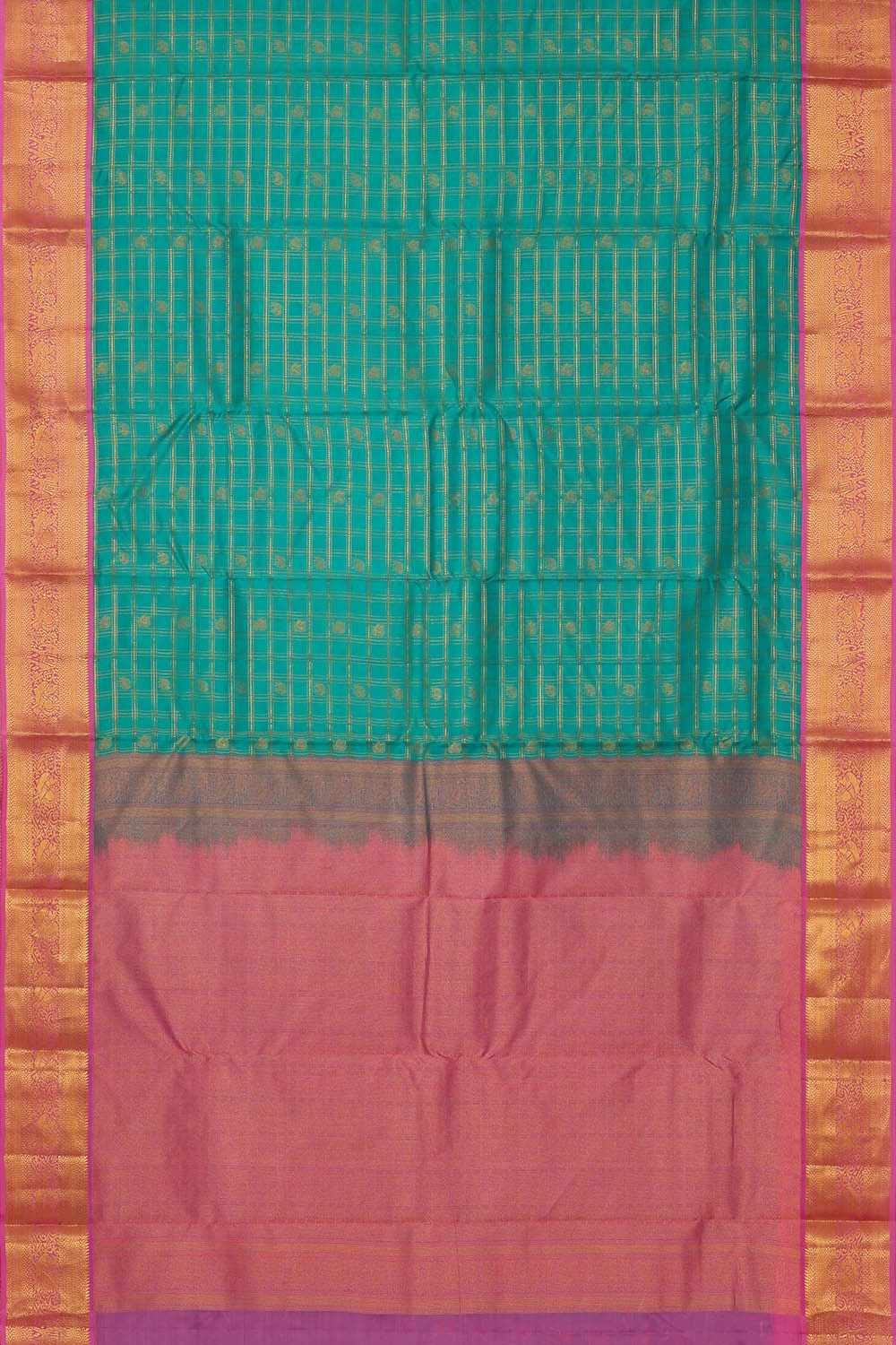 Image of Kanchipattu Deep Sea Green Brocade Saree