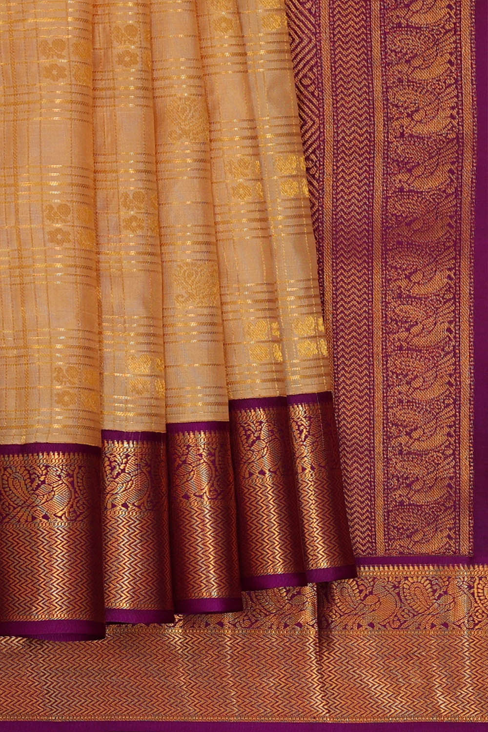 Kanchipattu Light Peach Brocade Saree