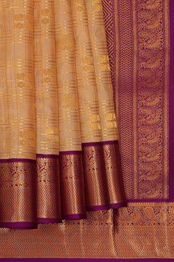 Image of Kanchipattu Light Peach Brocade Saree