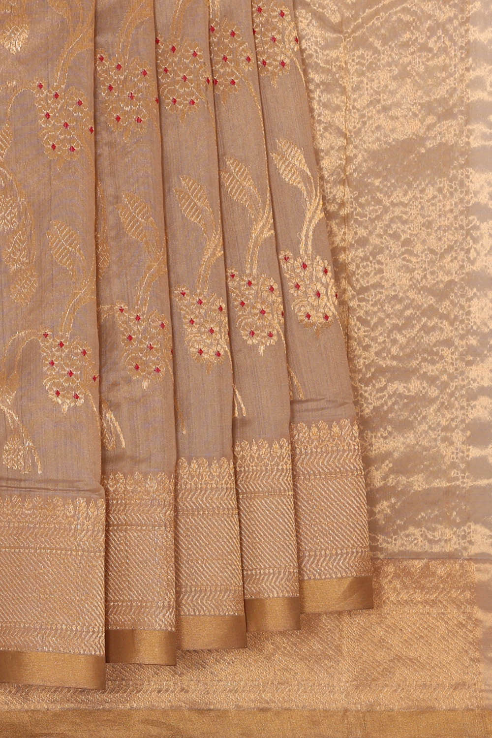 Image of Chanderi Silk Dark Cream Saree