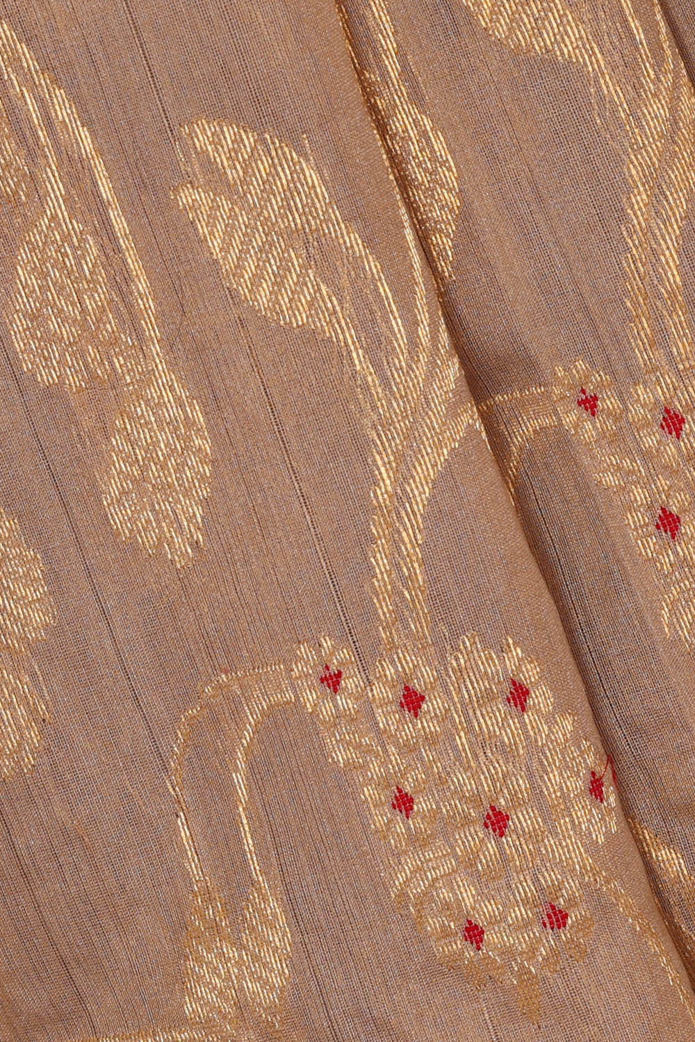 Image of Chanderi Silk Dark Cream Saree