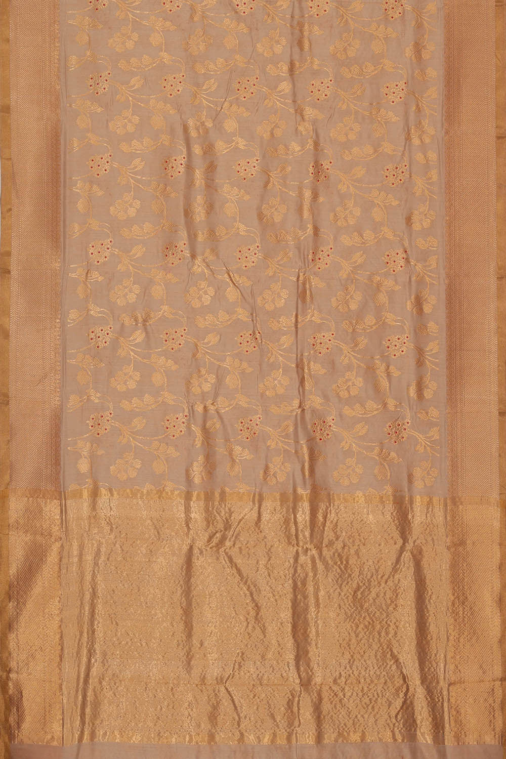 Image of Chanderi Silk Dark Cream Saree