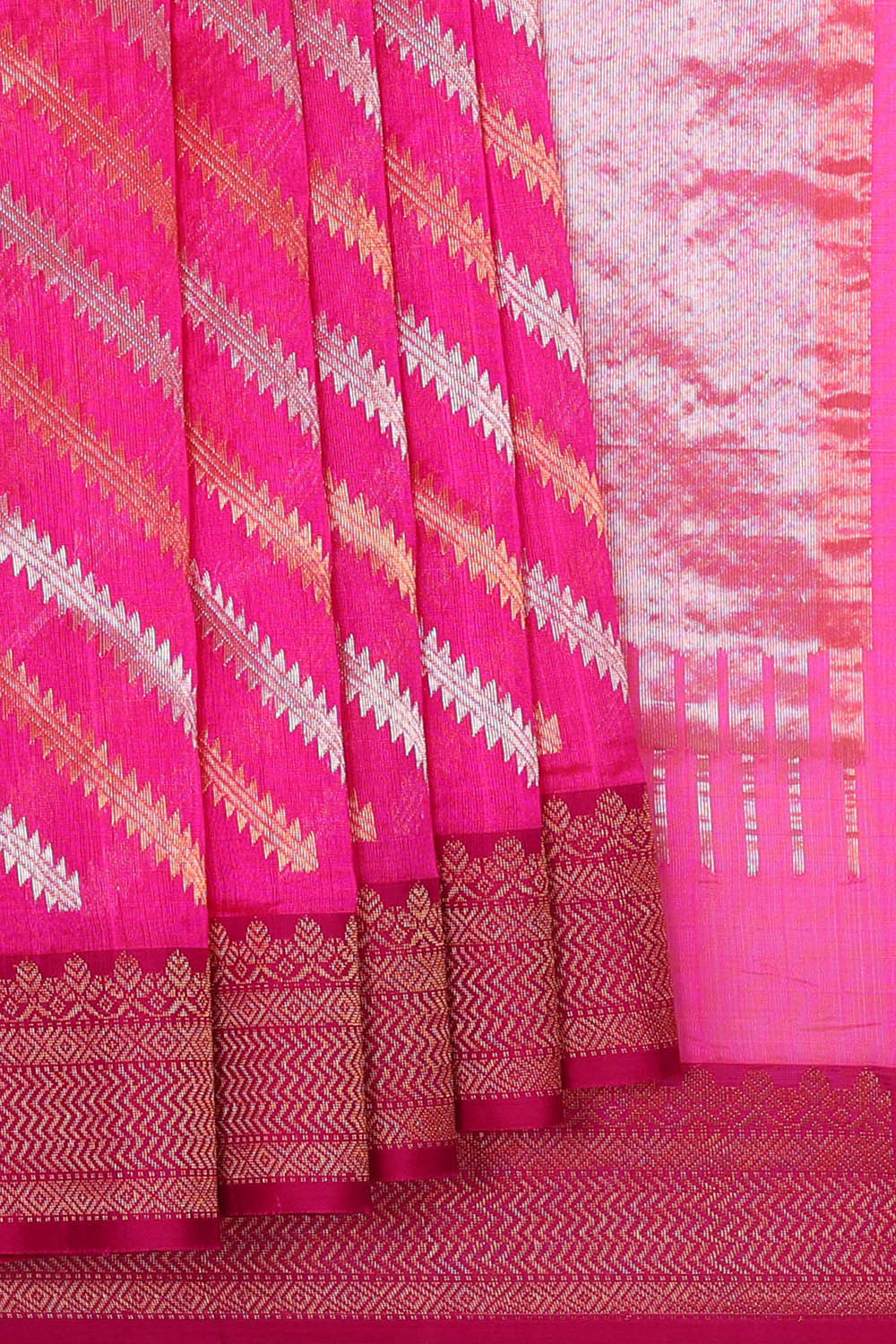 Chanderi Silk Rani Pink Saree