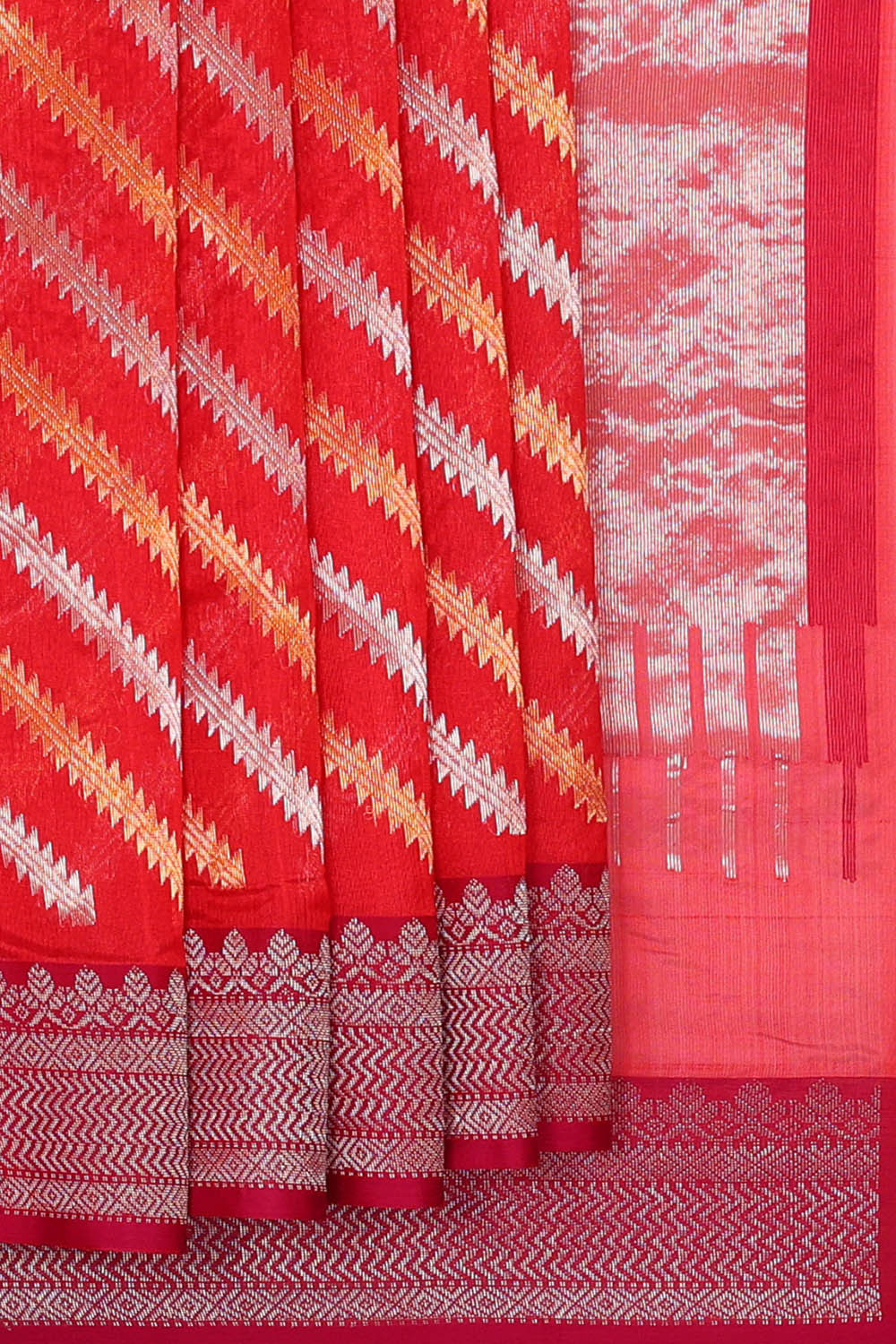 Chanderi Silk Red Saree