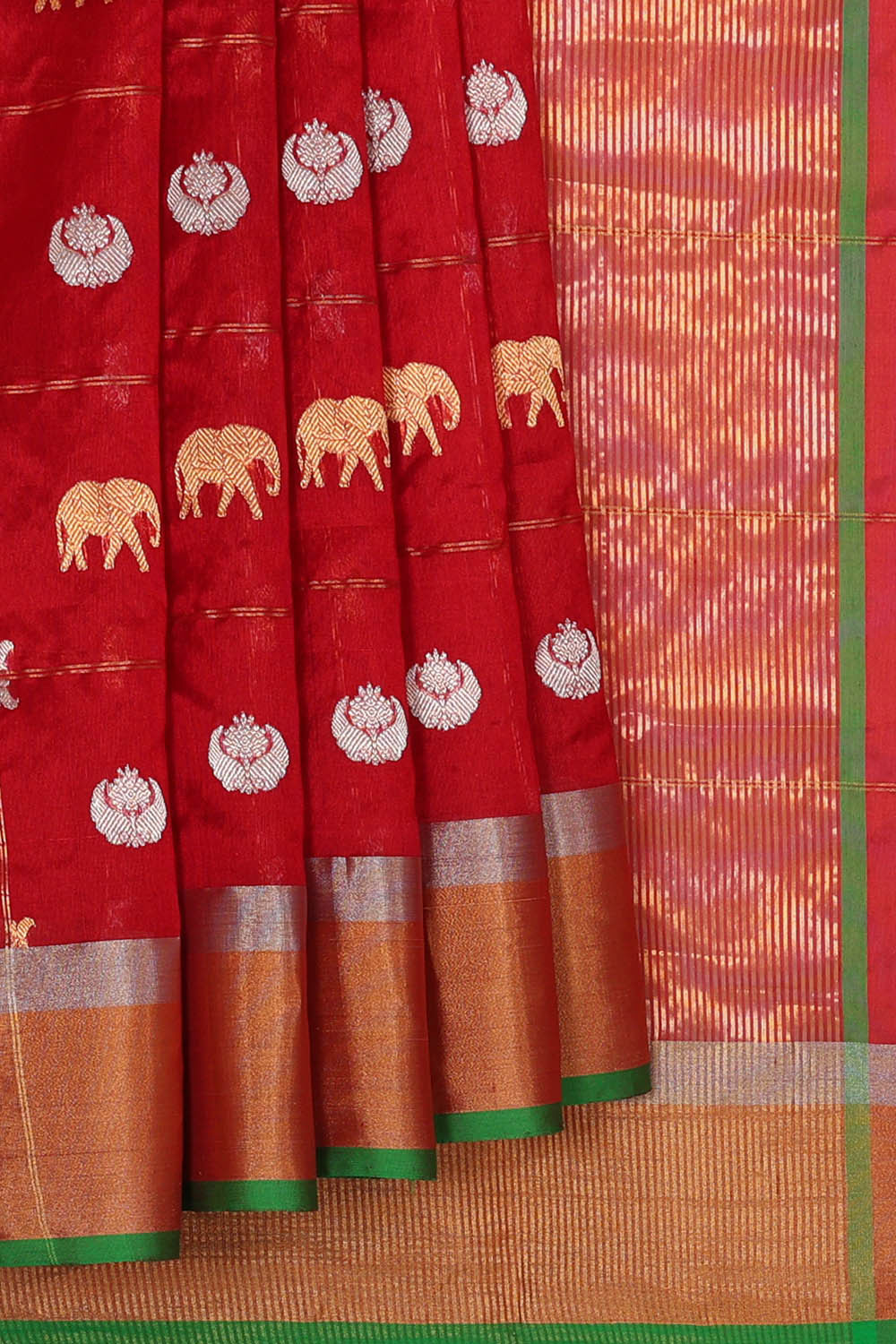 Image of Chanderi Silk Red Saree