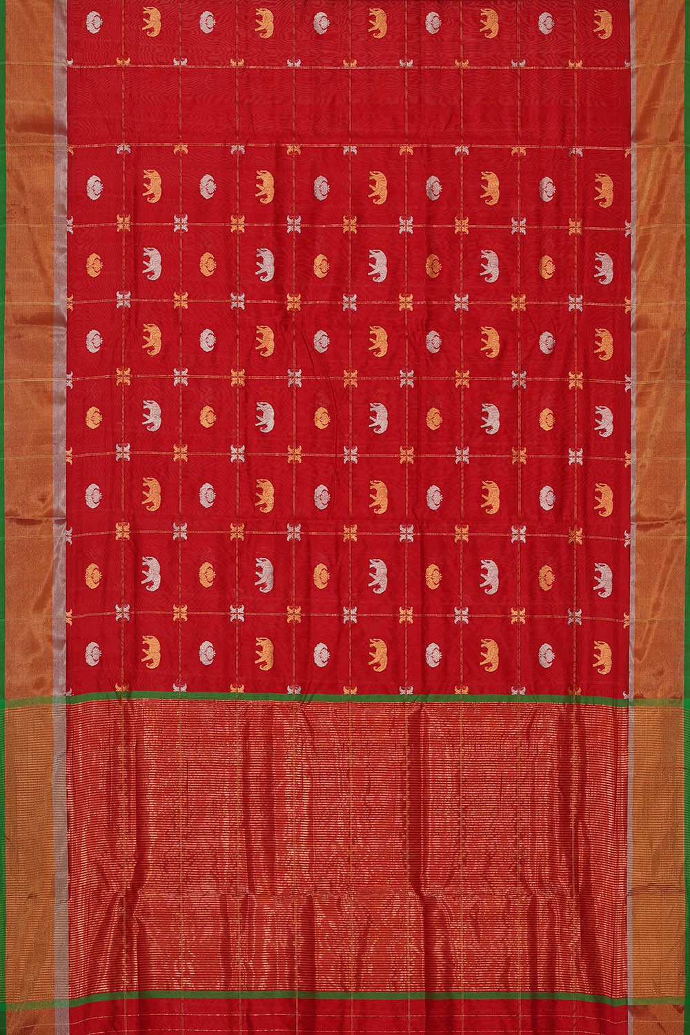 Chanderi Silk Red Saree