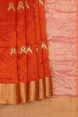 Image of Chanderi Silk Dark Orange Saree