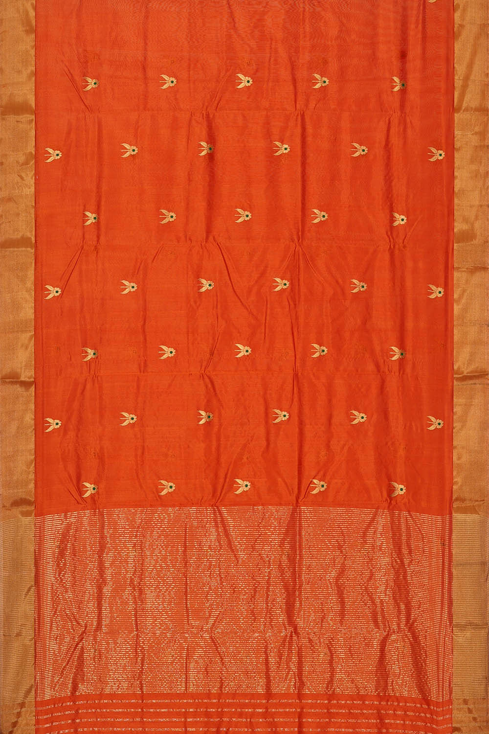 Image of Chanderi Silk Dark Orange Saree