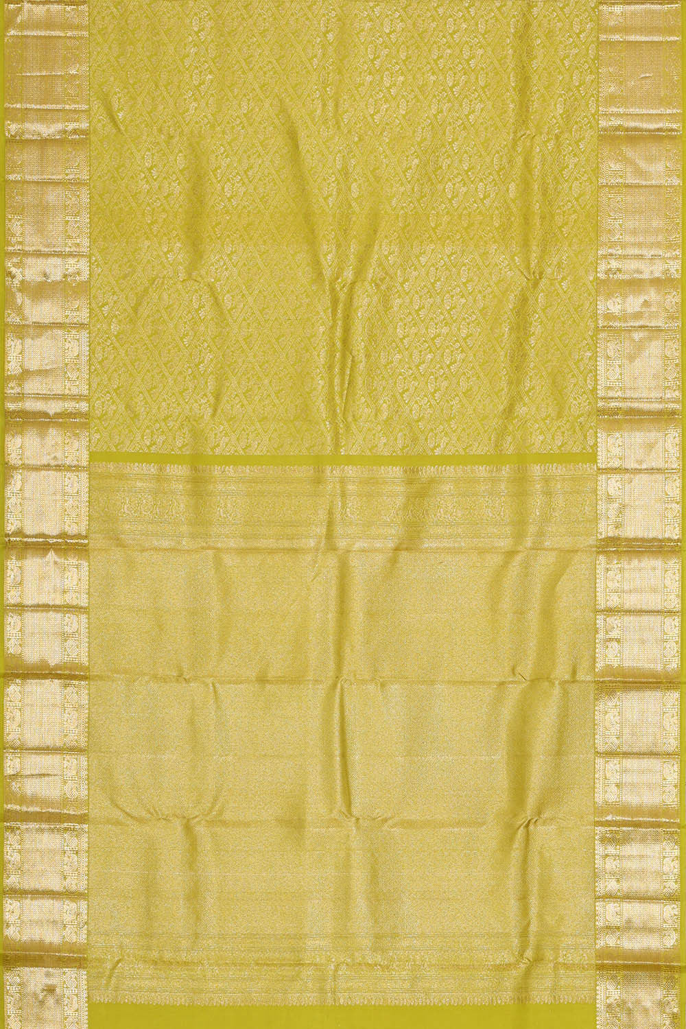 Kanchipattu Yellowish Green Brocade Saree
