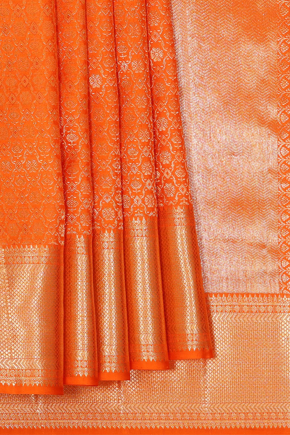 Kanchipattu Orange Brocade Saree