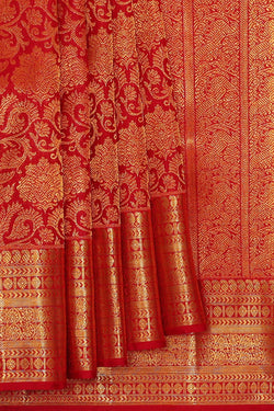 Image of Kanchipattu Red Brocade Saree