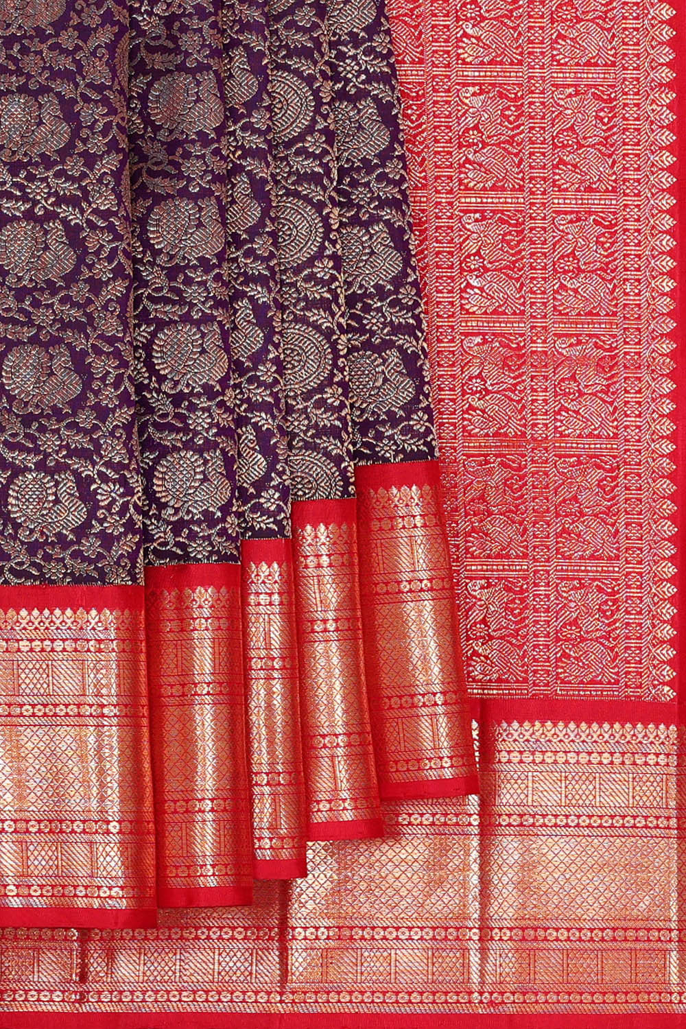 Image of Kanchipattu Purple Brocade Saree