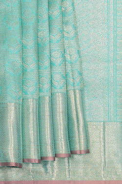 Image of Kanchipattu Sea Blue Brocade Saree