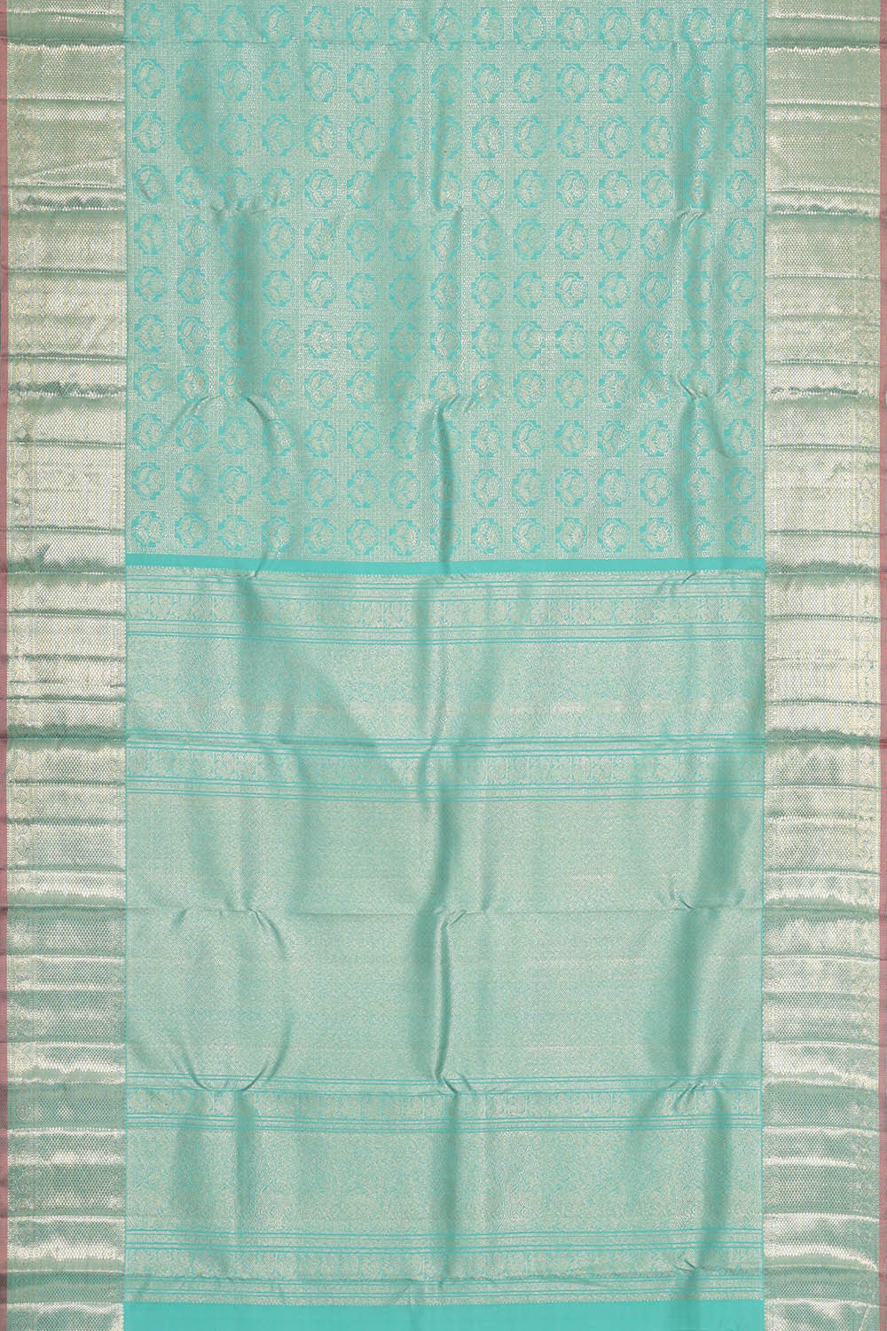 Image of Kanchipattu Sea Blue Brocade Saree