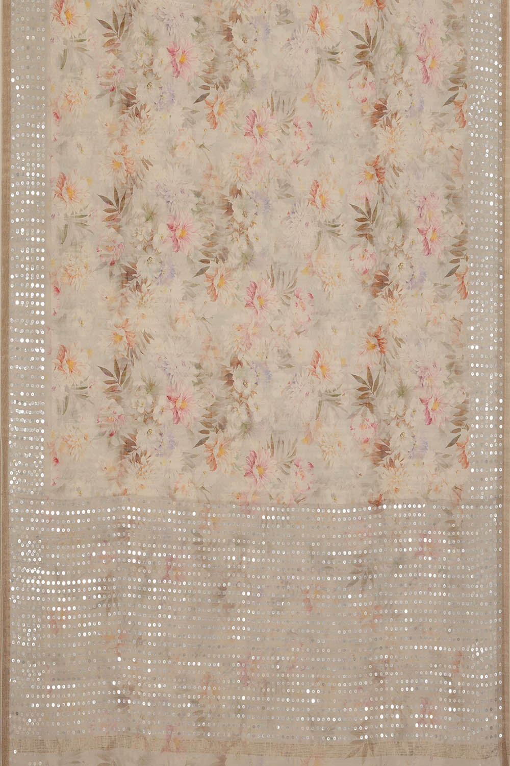 Image of A Floral Printed Grey Georgette Saree