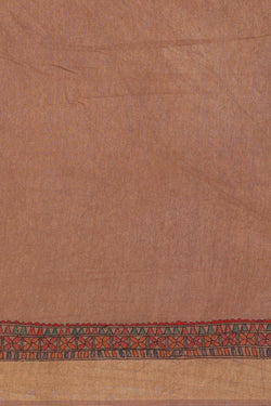 Image of Printed Tussar Dark Cream Saree