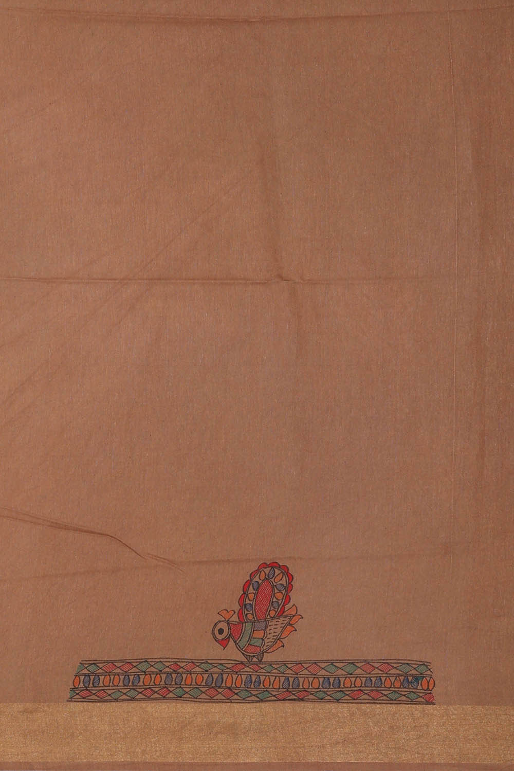 Image of Printed Tussar Dark Cream Saree