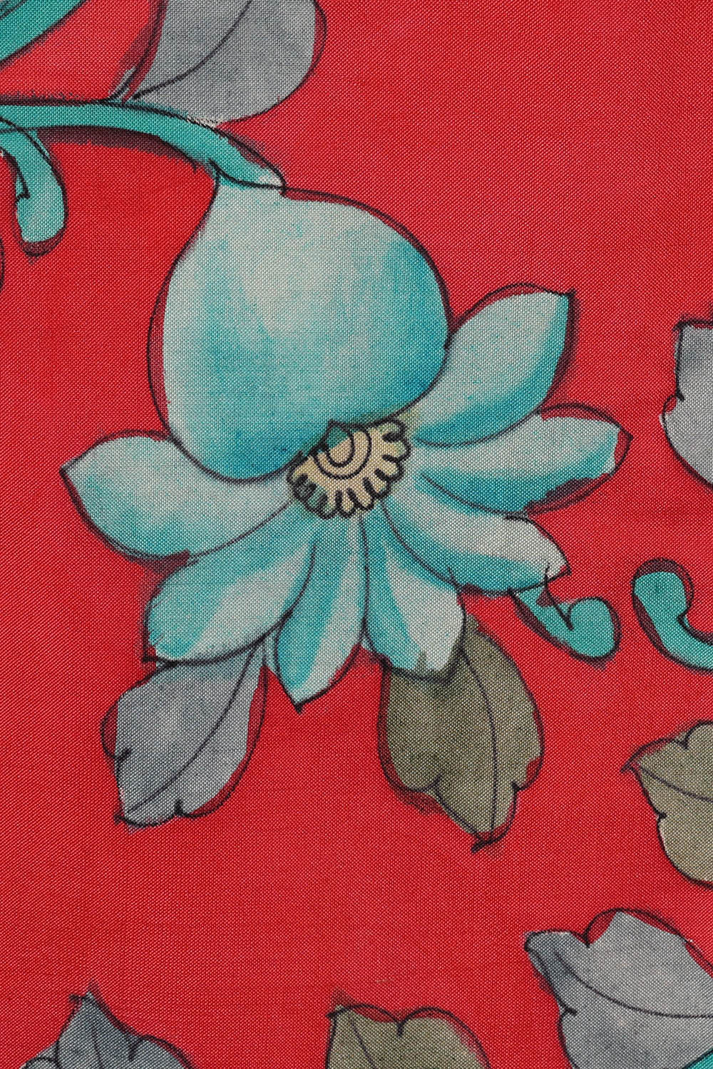 Printed Kalamkari Red Saree