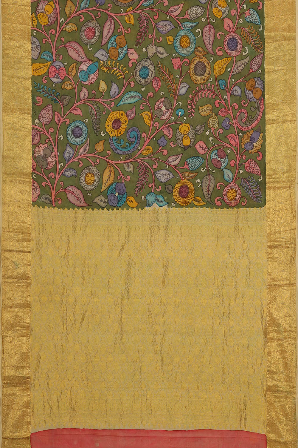 Image of Green Silk Painted saree