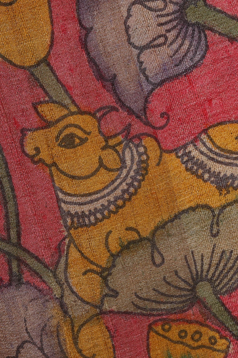 Printed Tussar Kalamkari Pink Saree