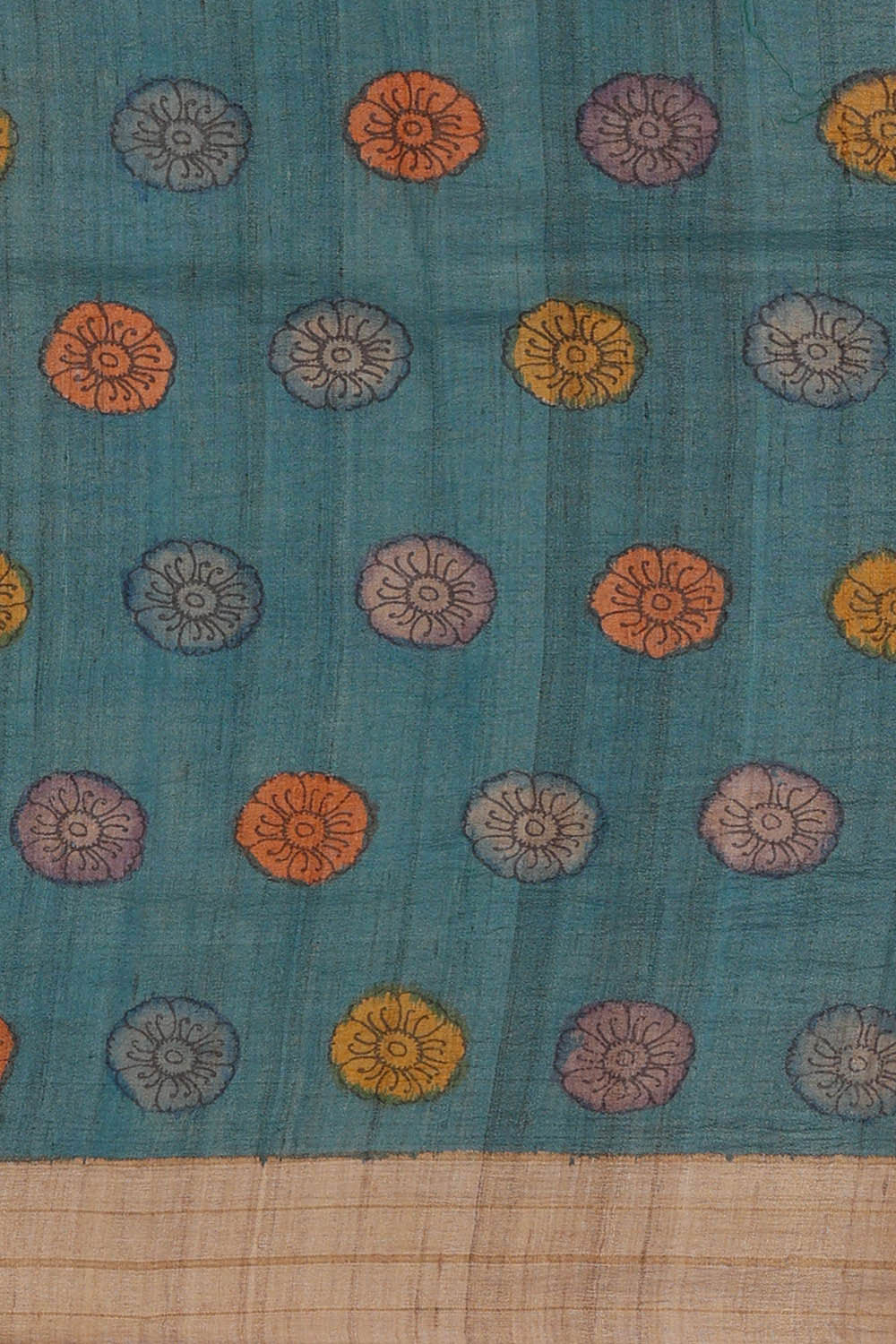 Image of Printed Tussar Kalamkari Pink Saree