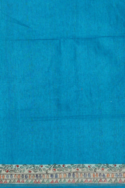 Image of Printed Tussar Ocean Blue Saree