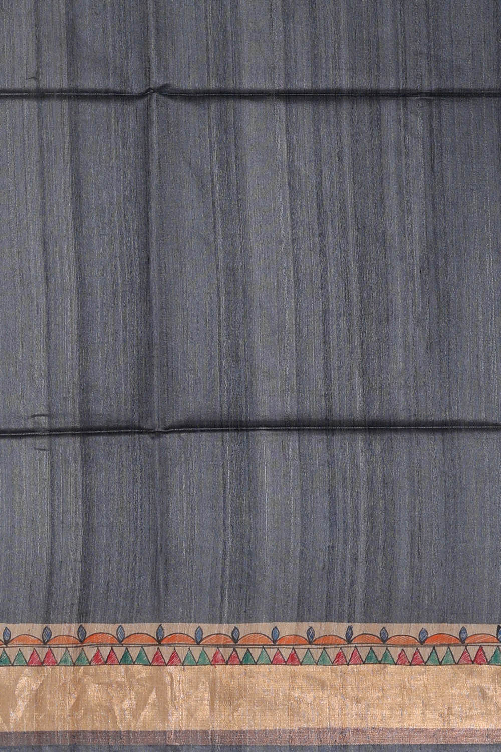 Printed Tussar Dark Grey Saree
