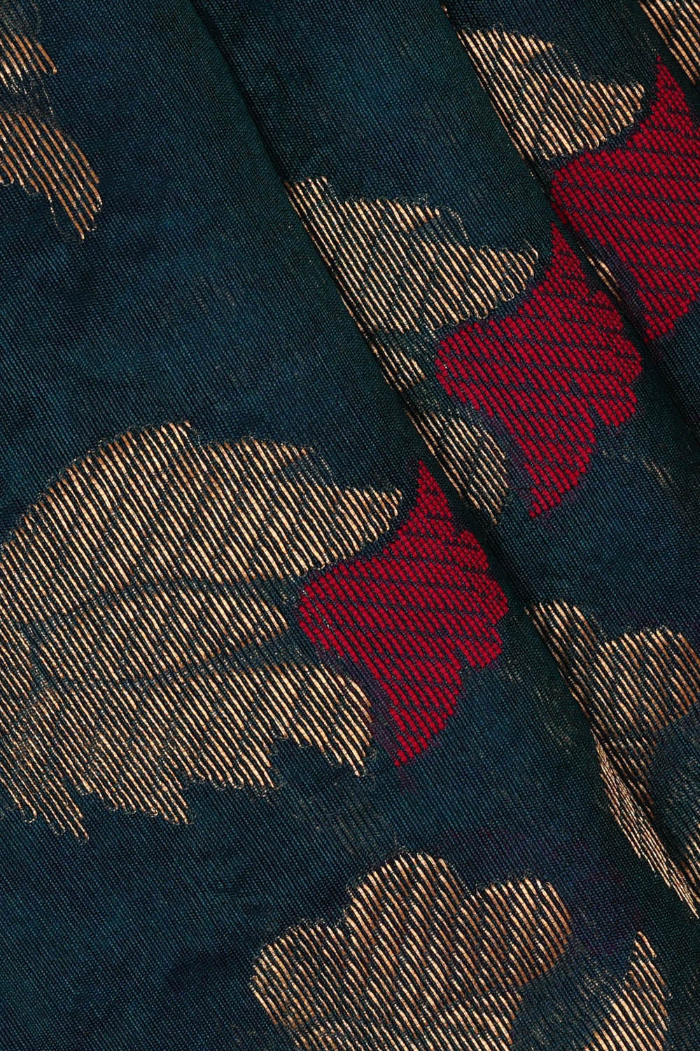 Image of Chanderi Silk Dark Peacock Blue Saree