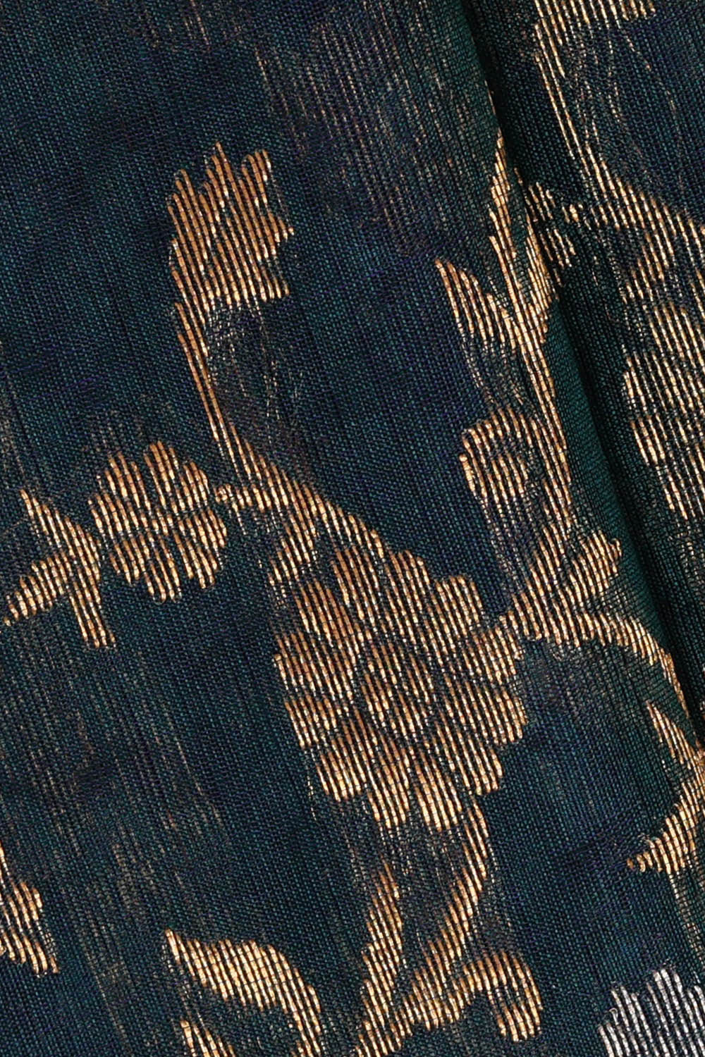 Image of Chanderi Silk Dark Peacock Blue Saree