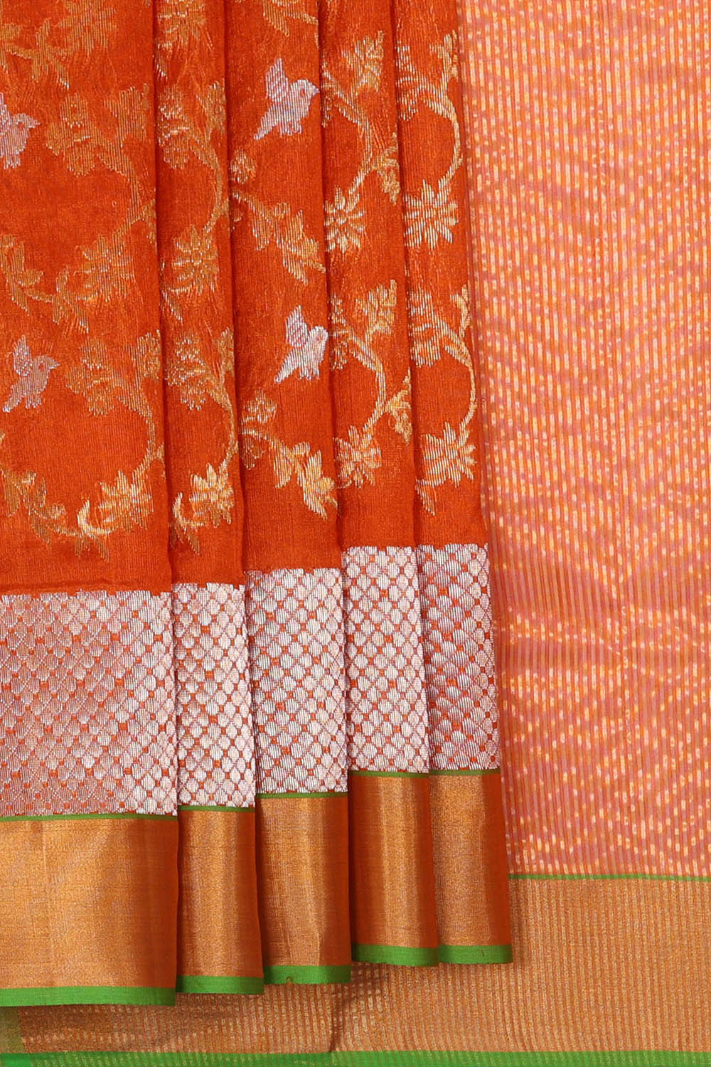 Image of Chanderi Silk Dark Orange Saree