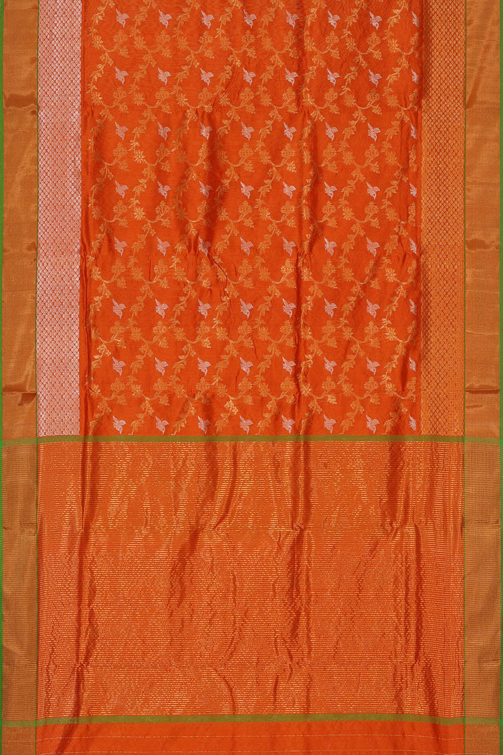 Chanderi Silk Dark Orange Saree