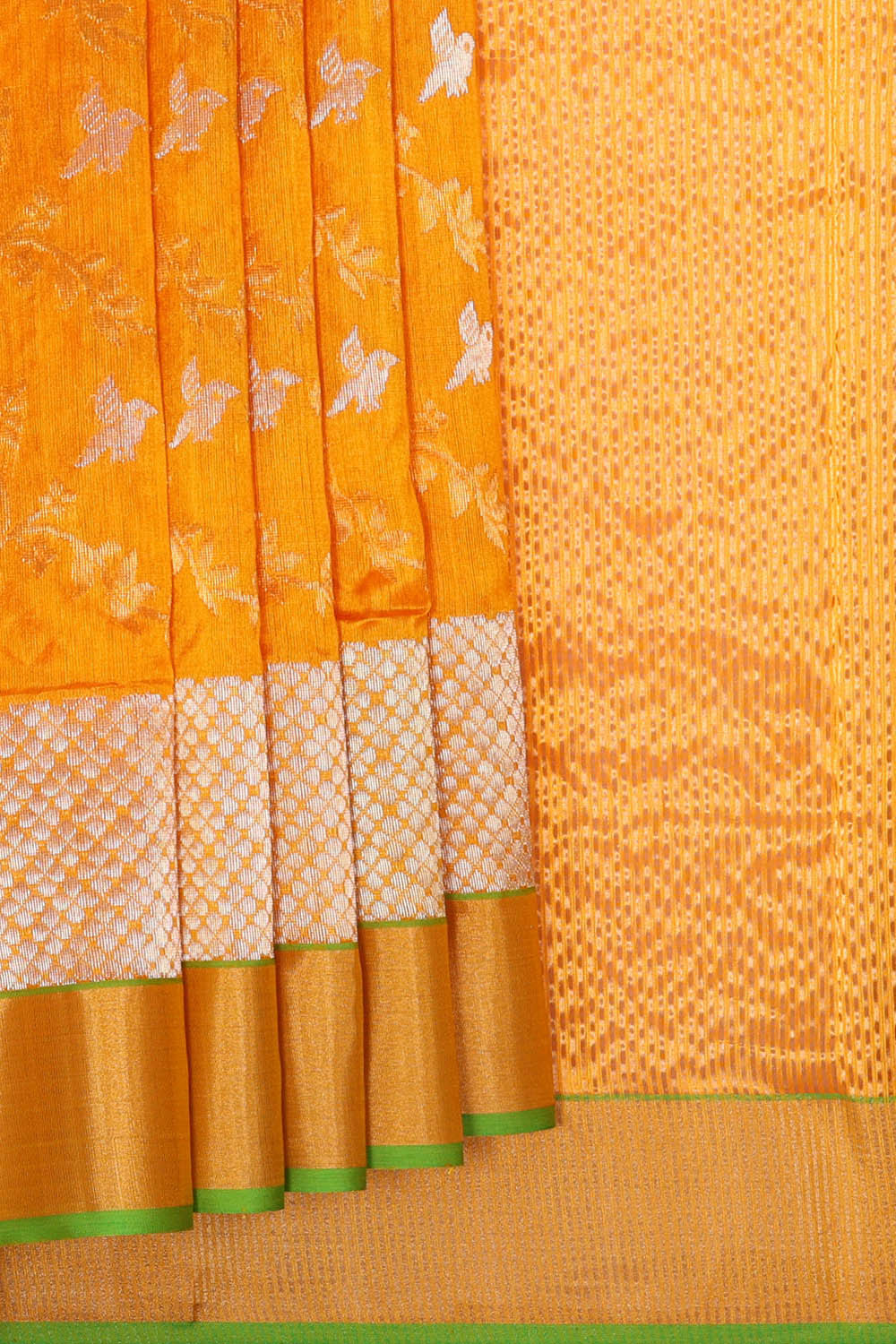 Image of Chanderi Silk Haldi Yellow Saree