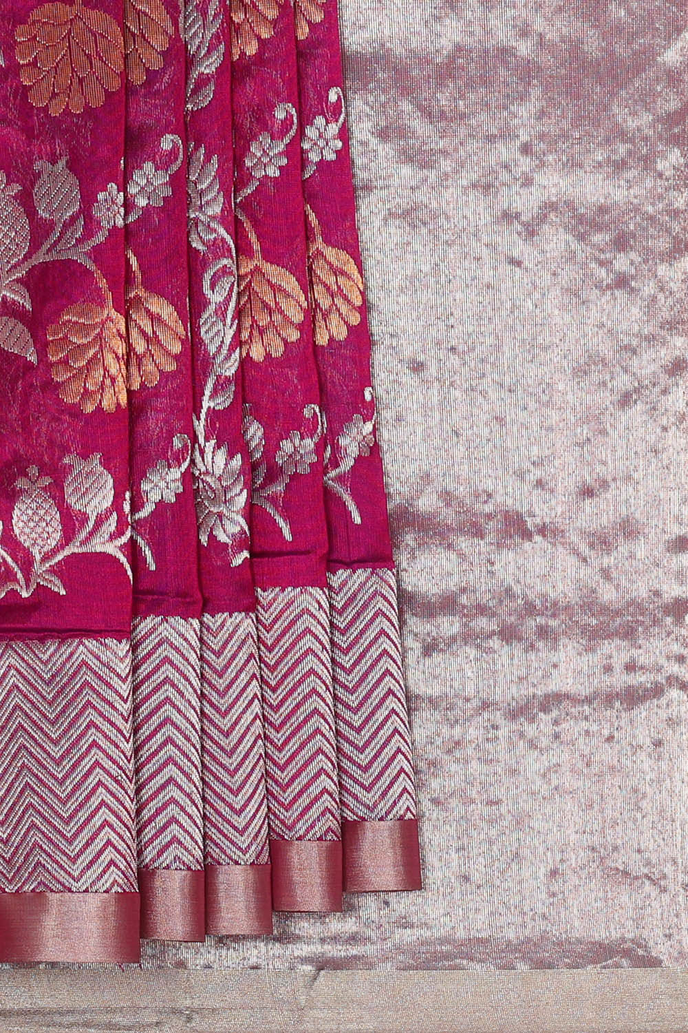 Image of Chanderi Silk Wine Red Saree