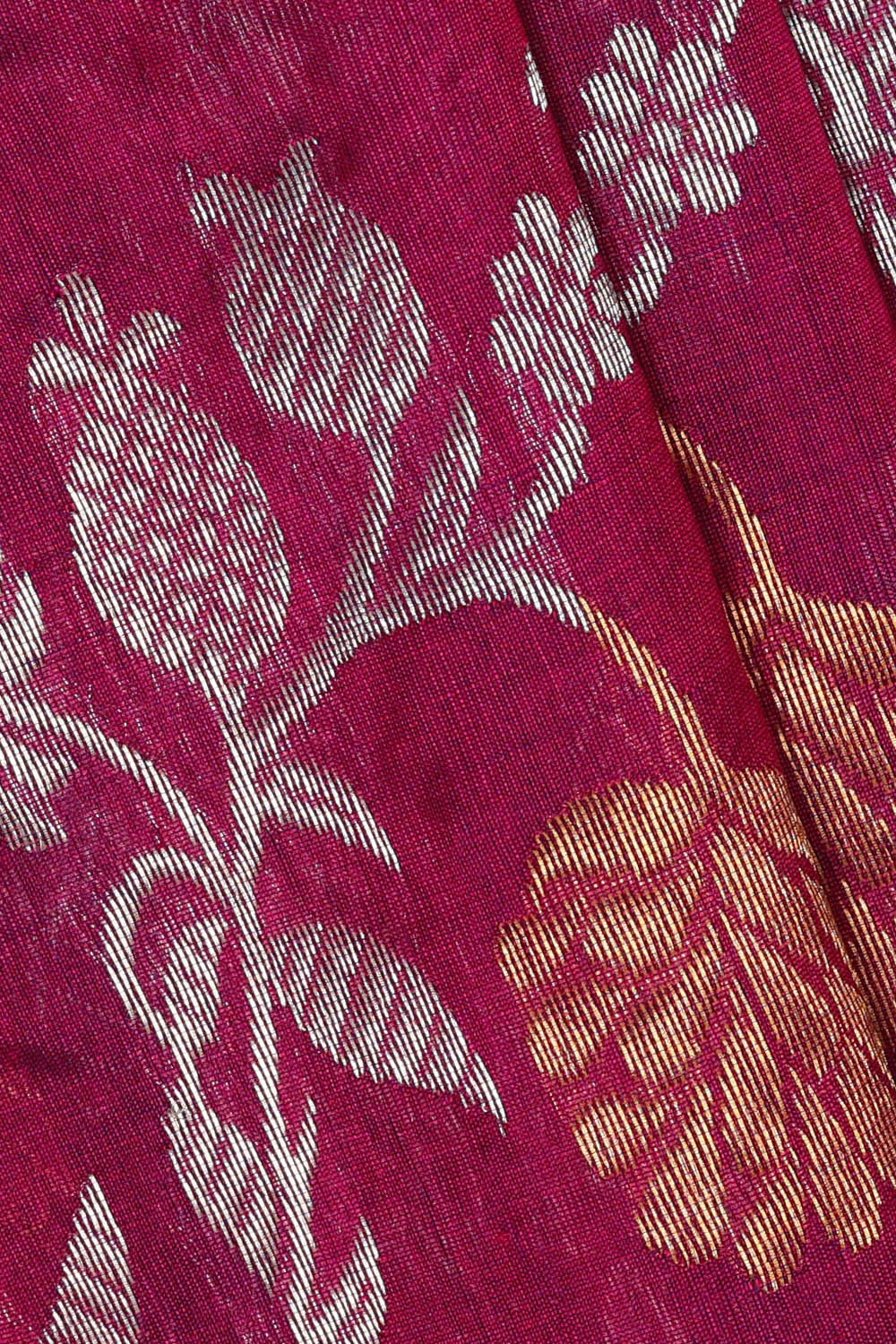 Image of Chanderi Silk Wine Red Saree