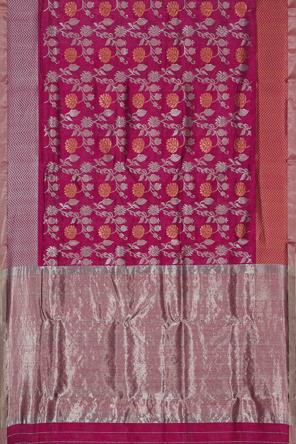 Image of Chanderi Silk Wine Red Saree