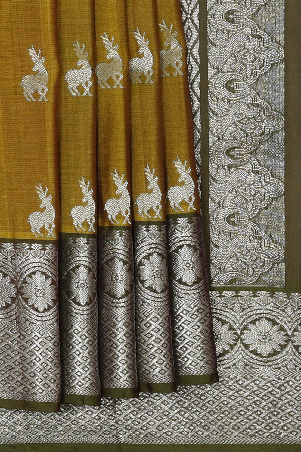 Image of Venkatagiri Silk Mehndi Green Saree