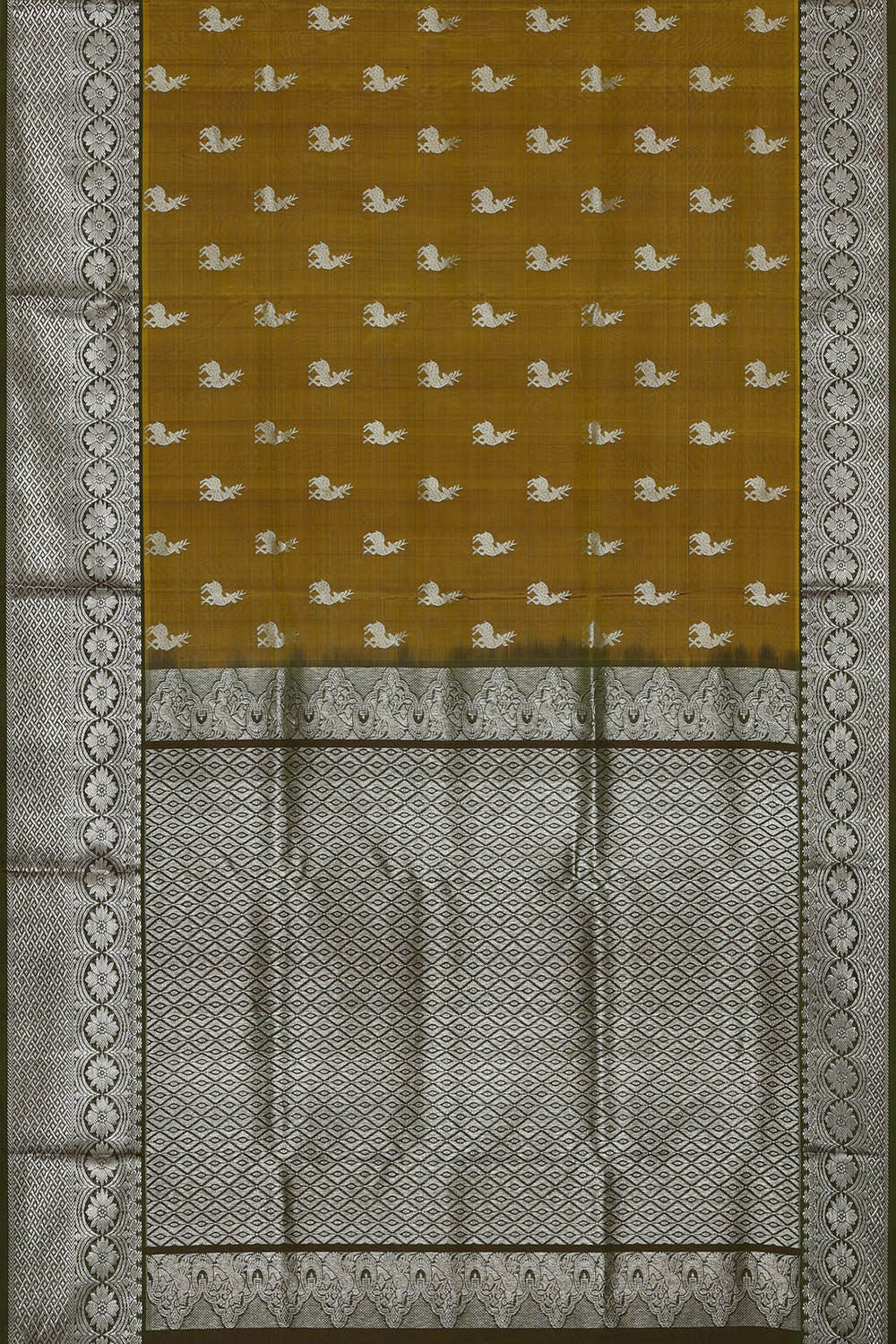 Venkatagiri Silk Mehndi Green Saree