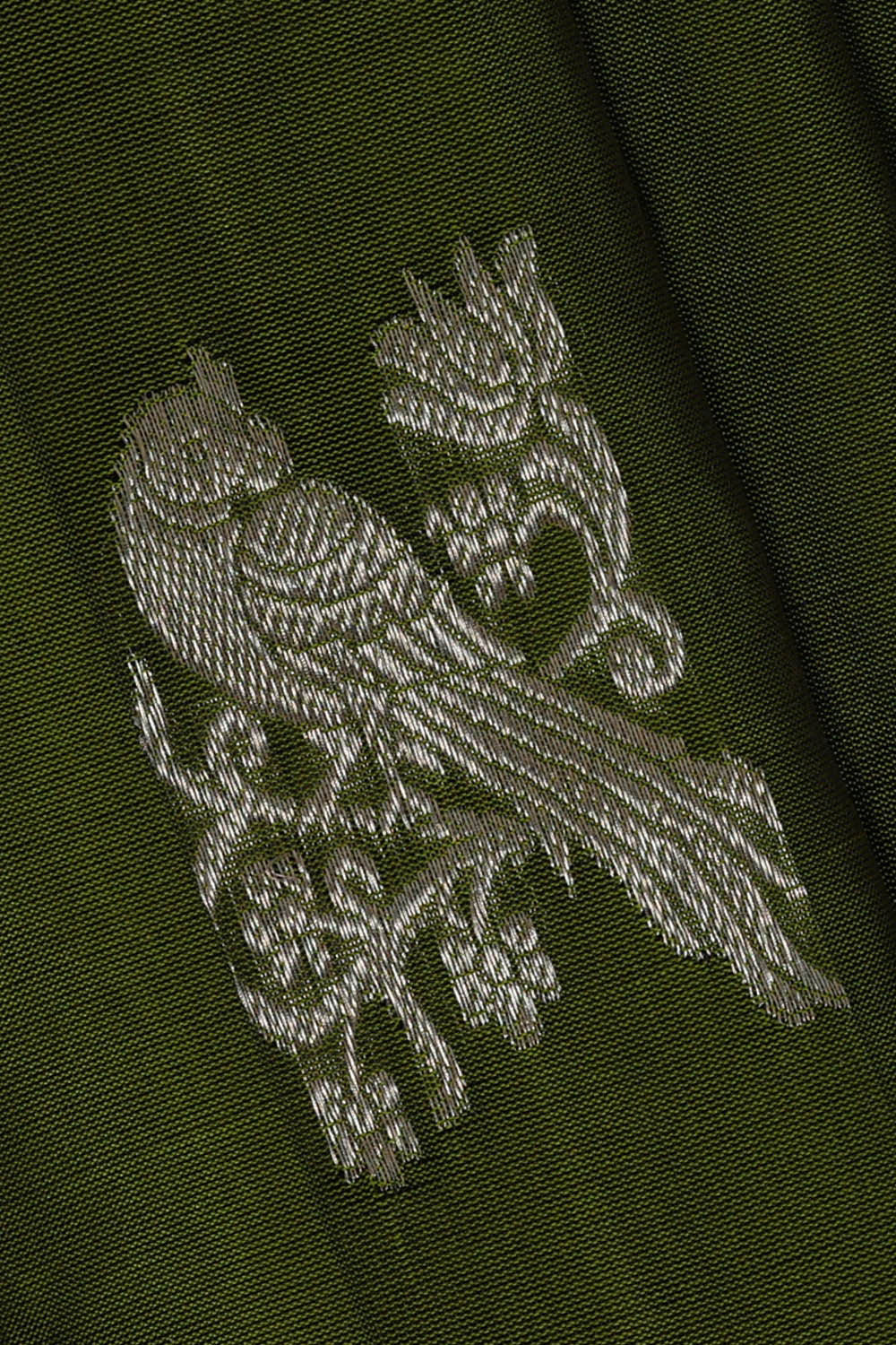 Image of Venkatagiri Silk Olive Green Saree