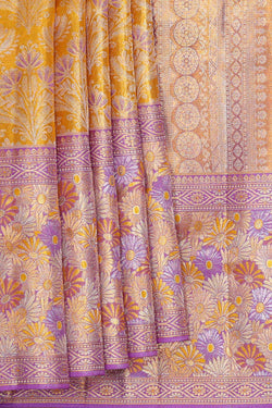 Image of Kanchipattu Golden Yellow Brocade Saree