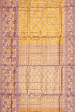 Image of Kanchipattu Golden Yellow Brocade Saree