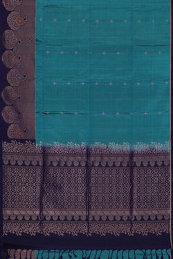 Image of Teal Blue Silk Saree