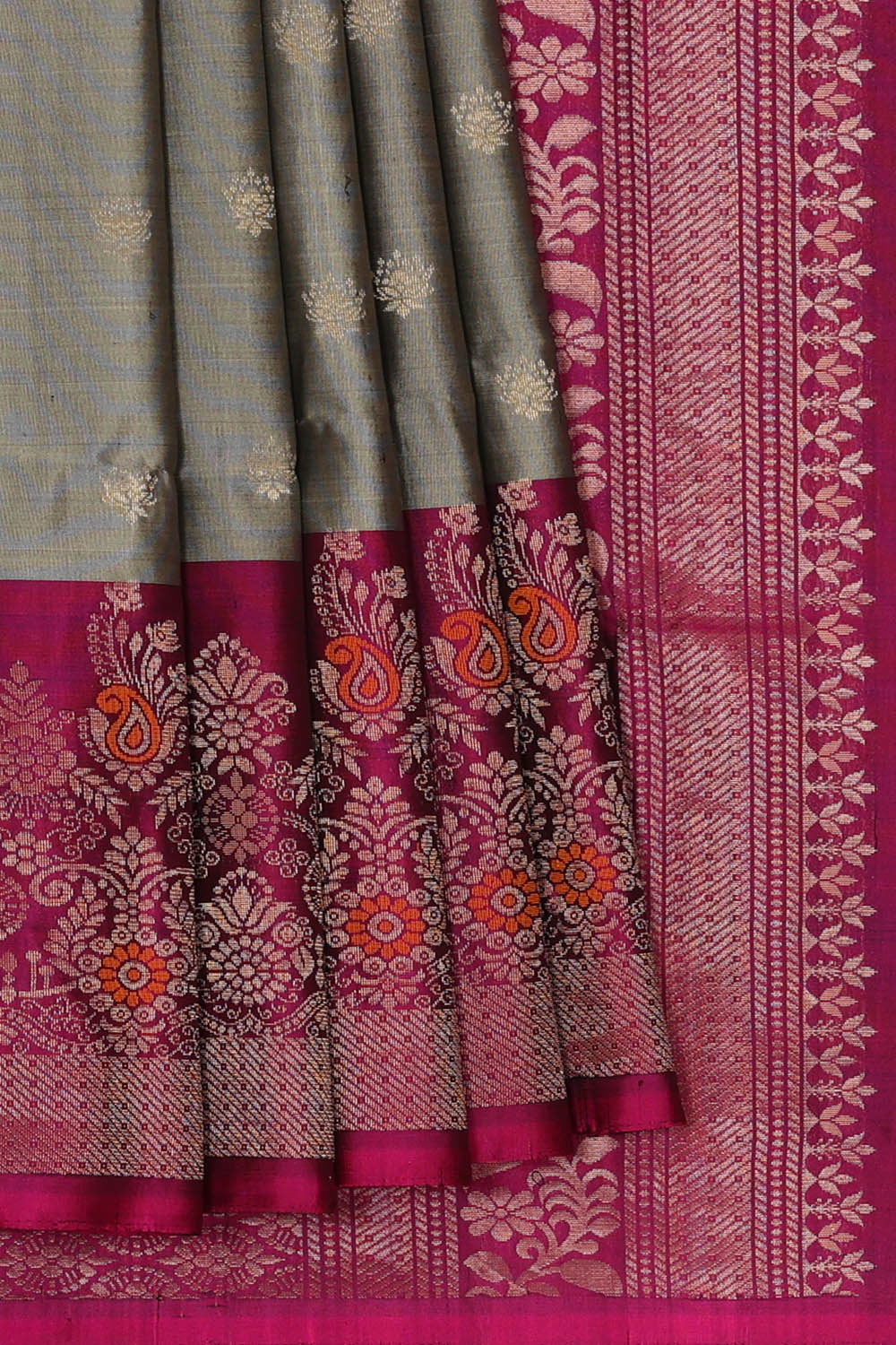 Image of Grey Silk Saree