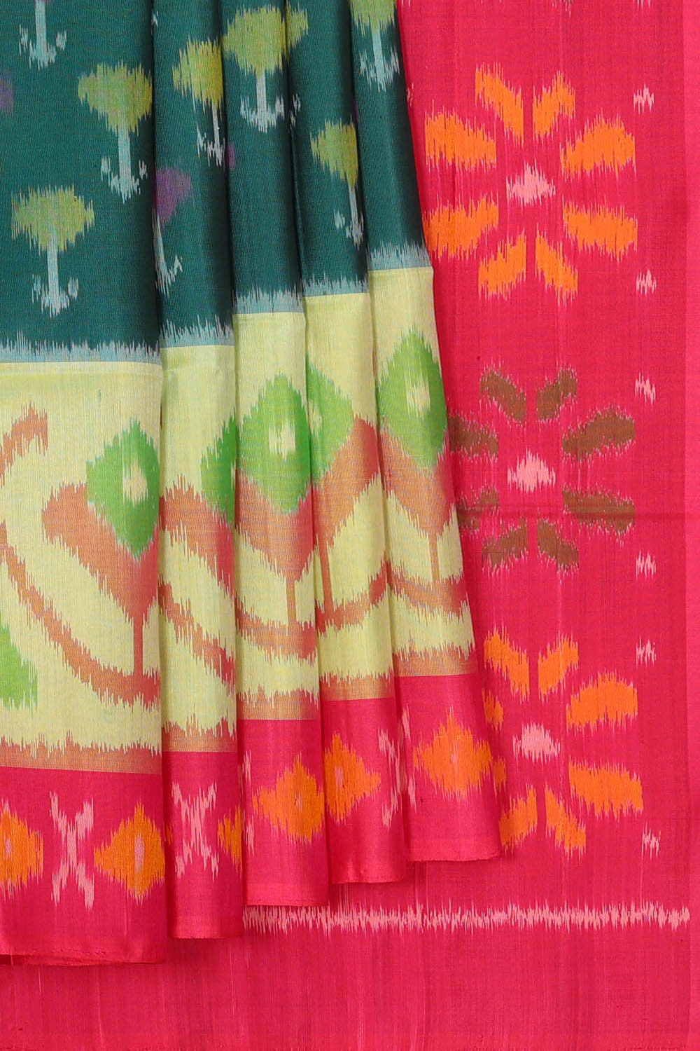 Image of Teal Green Silk Saree