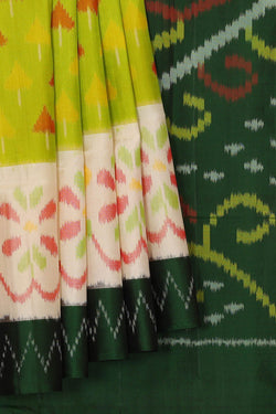 Image of Parrot Green Silk Saree