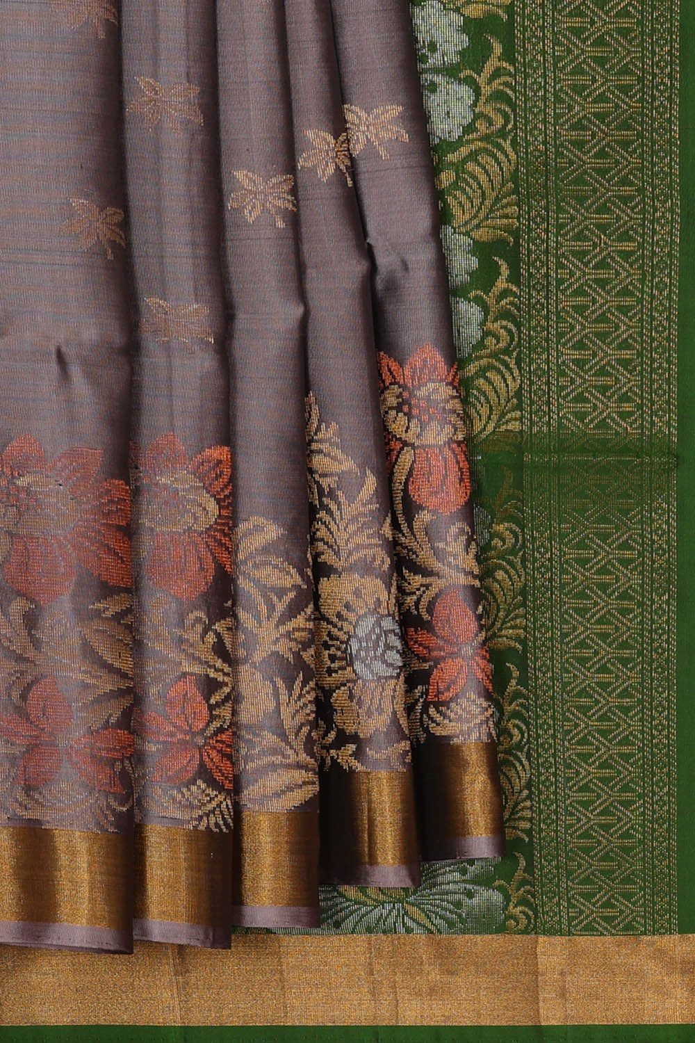 Image of Grey Silk Saree