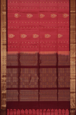 Image of Onion Red Silk Saree